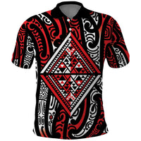 New Zealand Maori Taniko Polo Shirt Red Kowhaiwhai Puhoro LT9 Red - Polynesian Pride