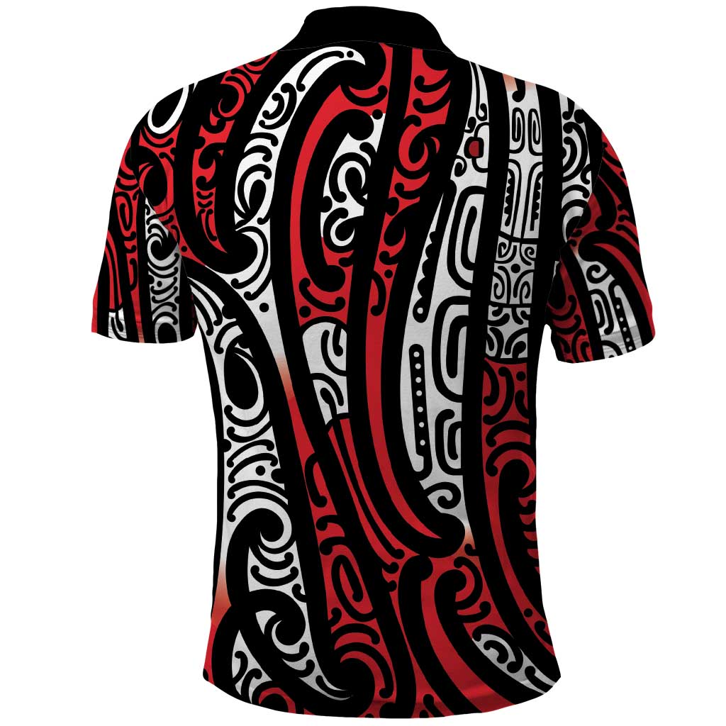 New Zealand Maori Taniko Polo Shirt Red Kowhaiwhai Puhoro LT9 - Polynesian Pride