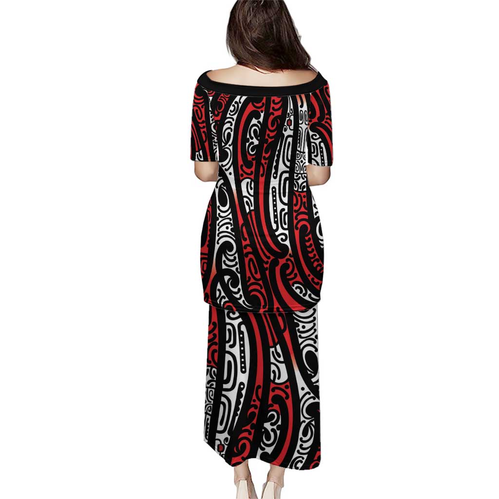 New Zealand Maori Taniko Puletasi Red Kowhaiwhai Puhoro LT9 - Polynesian Pride