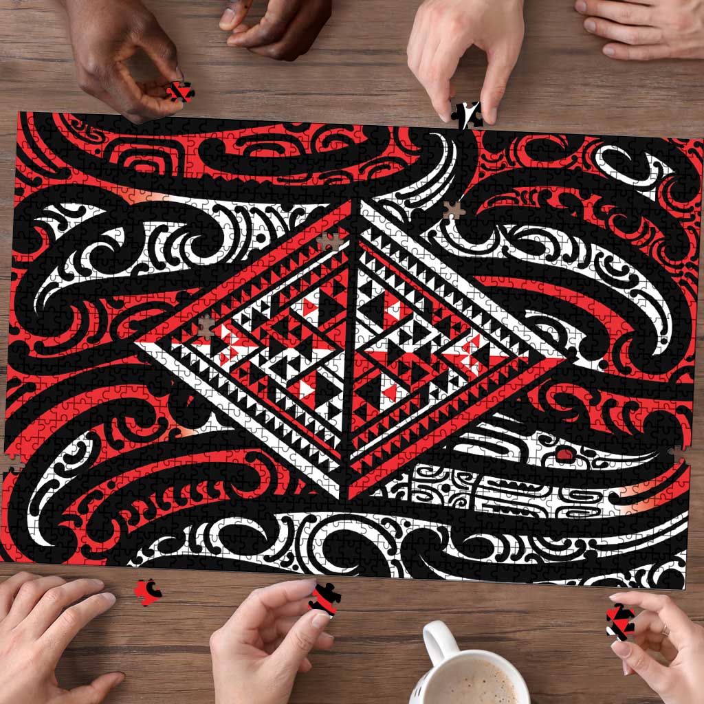 New Zealand Maori Taniko Puzzle Red Kowhaiwhai Puhoro LT9 - Polynesian Pride