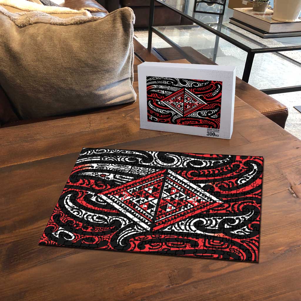 New Zealand Maori Taniko Puzzle Red Kowhaiwhai Puhoro LT9 - Polynesian Pride