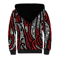 New Zealand Maori Taniko Sherpa Hoodie Red Kowhaiwhai Puhoro LT9 - Polynesian Pride
