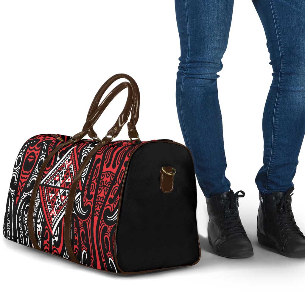 New Zealand Maori Taniko Travel Bag Red Kowhaiwhai Puhoro LT9 - Polynesian Pride