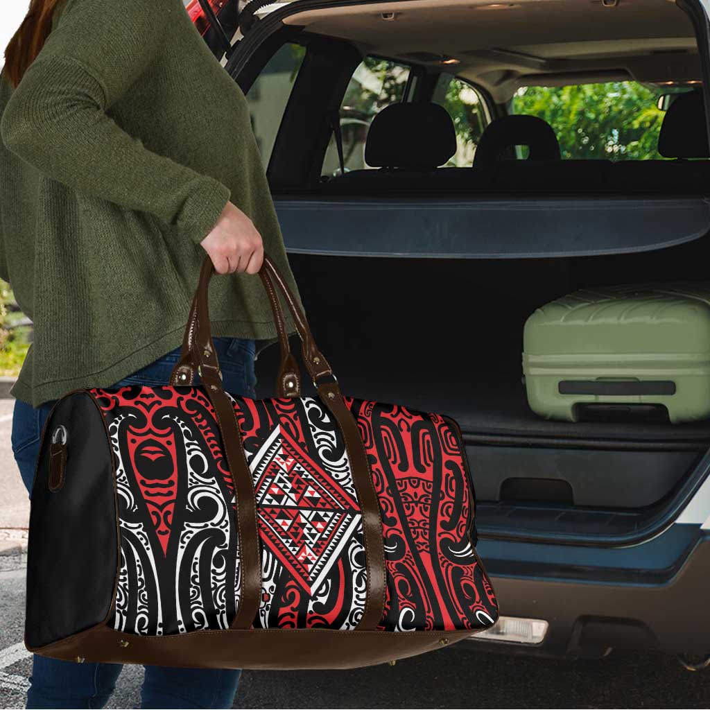 New Zealand Maori Taniko Travel Bag Red Kowhaiwhai Puhoro LT9 - Polynesian Pride