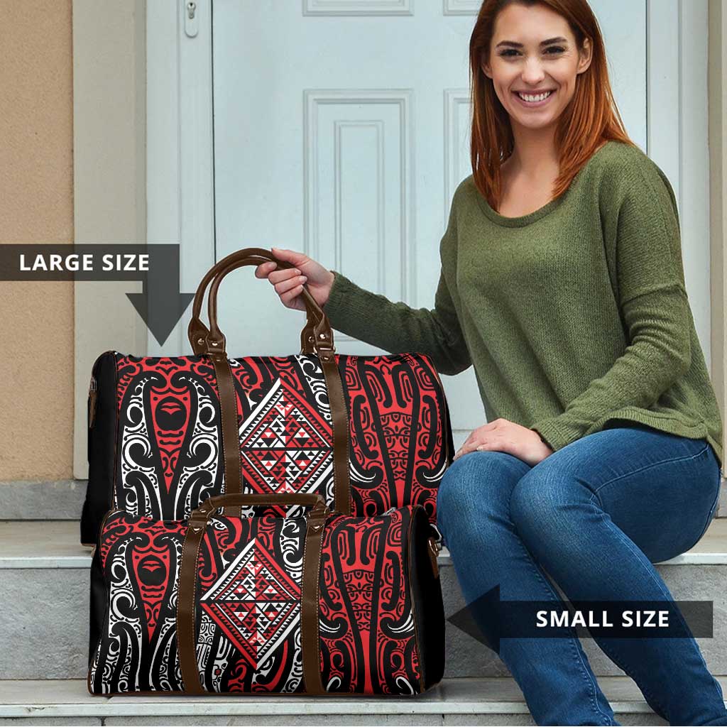 New Zealand Maori Taniko Travel Bag Red Kowhaiwhai Puhoro LT9 - Polynesian Pride