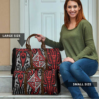 New Zealand Maori Taniko Travel Bag Red Kowhaiwhai Puhoro LT9 - Polynesian Pride