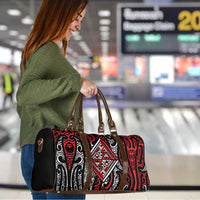 New Zealand Maori Taniko Travel Bag Red Kowhaiwhai Puhoro LT9 - Polynesian Pride