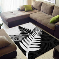 New Zealand Silver Fern Area Rug Maori Koru Mixed Taniko Pattern