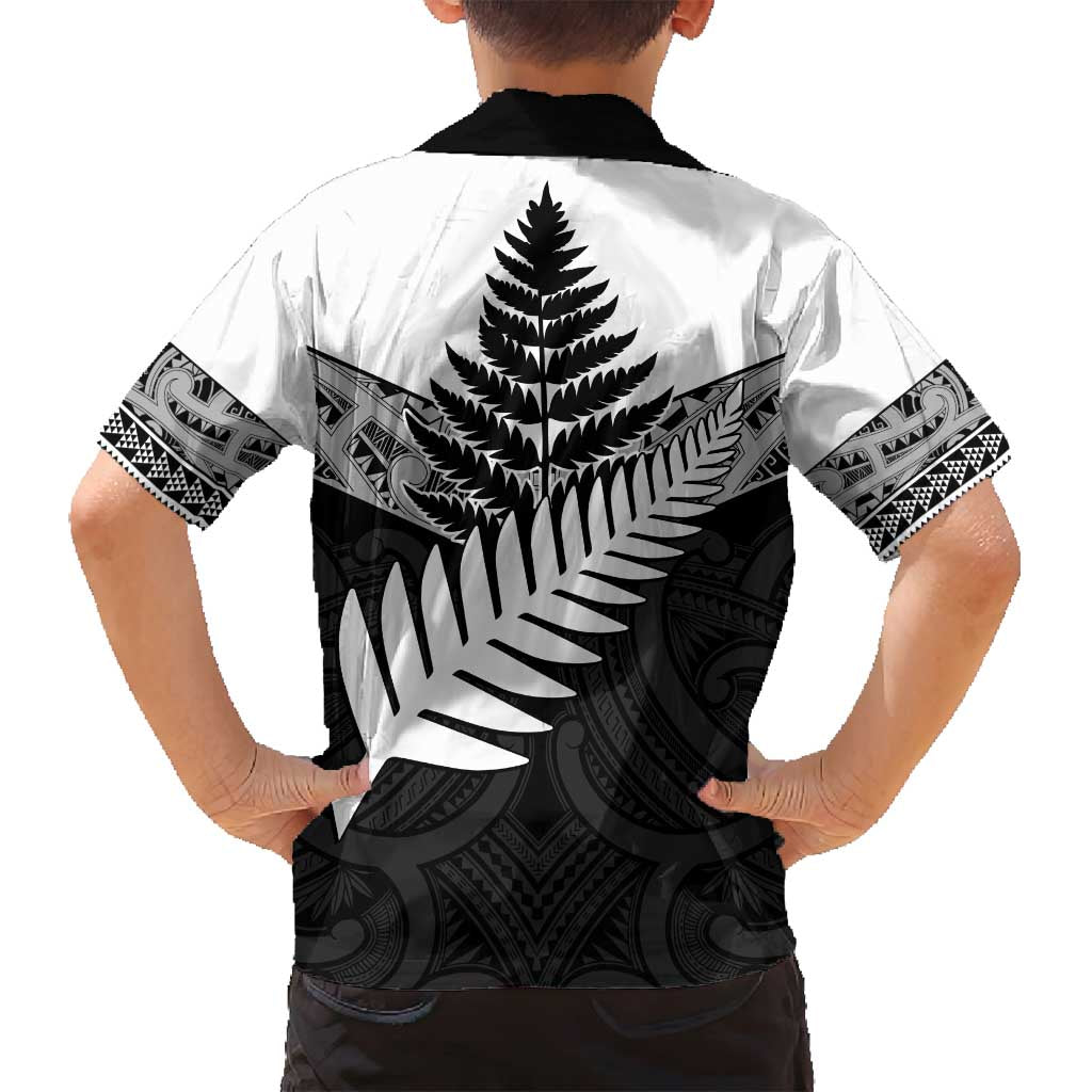 New Zealand Silver Fern Family Matching Long Sleeve Bodycon Dress and Hawaiian Shirt Maori Koru Mixed Taniko Pattern LT9 - Polynesian Pride