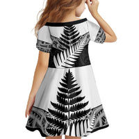 New Zealand Silver Fern Family Matching Off The Shoulder Long Sleeve Dress and Hawaiian Shirt Maori Koru Mixed Taniko Pattern LT9 - Polynesian Pride