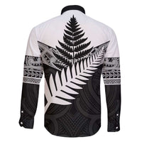 New Zealand Silver Fern Family Matching Off The Shoulder Long Sleeve Dress and Hawaiian Shirt Maori Koru Mixed Taniko Pattern LT9 - Polynesian Pride