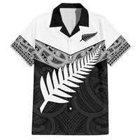 New Zealand Silver Fern Family Matching Puletasi and Hawaiian Shirt Maori Koru Mixed Taniko Pattern LT9 Dad's Shirt - Short Sleeve White - Polynesian Pride