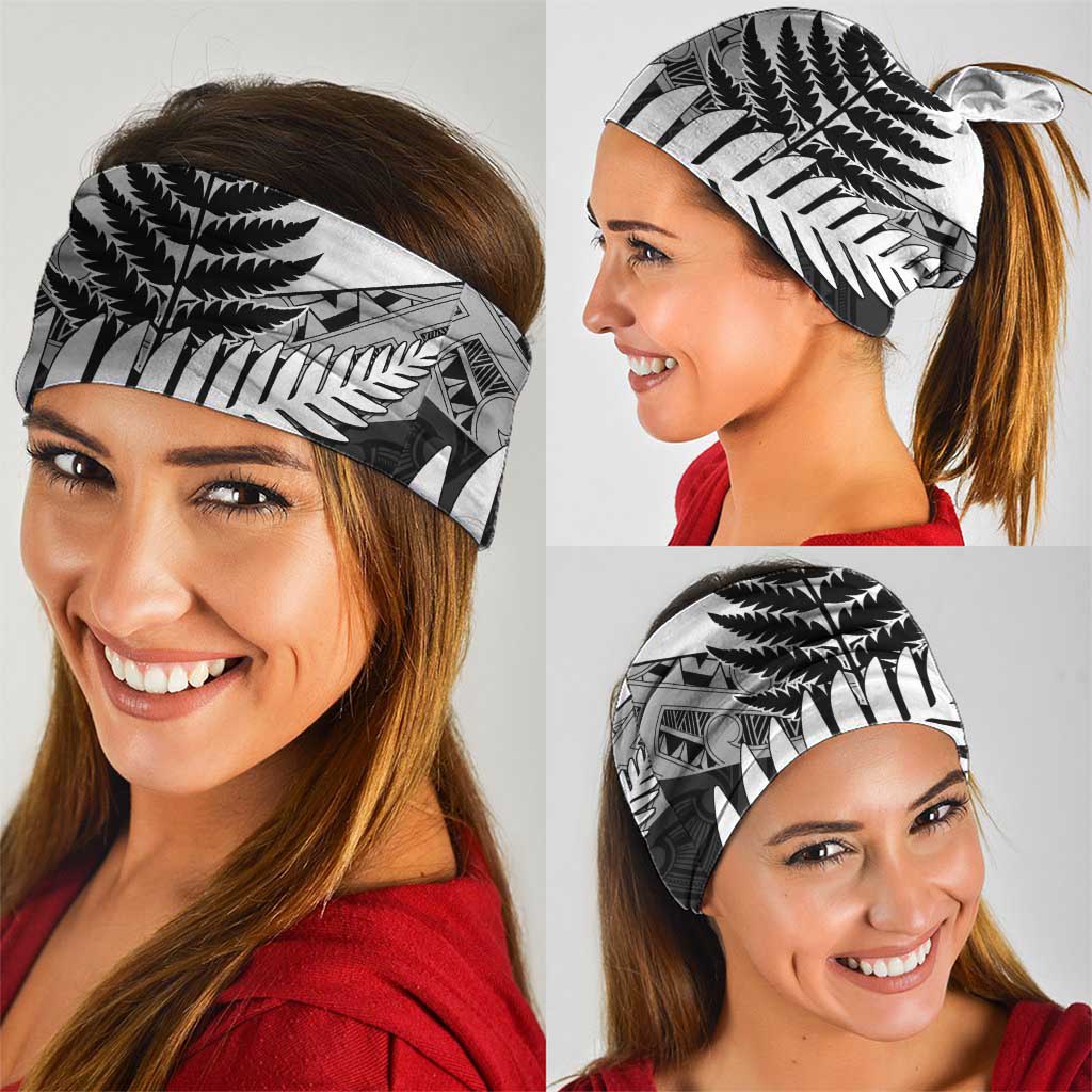New Zealand Silver Fern Neck Gaiter Maori Koru Mixed Taniko Pattern - Polynesian Pride