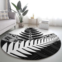 New Zealand Silver Fern Round Carpet Maori Koru Mixed Taniko Pattern LT9 - Polynesian Pride