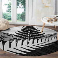 New Zealand Silver Fern Round Carpet Maori Koru Mixed Taniko Pattern LT9 - Polynesian Pride