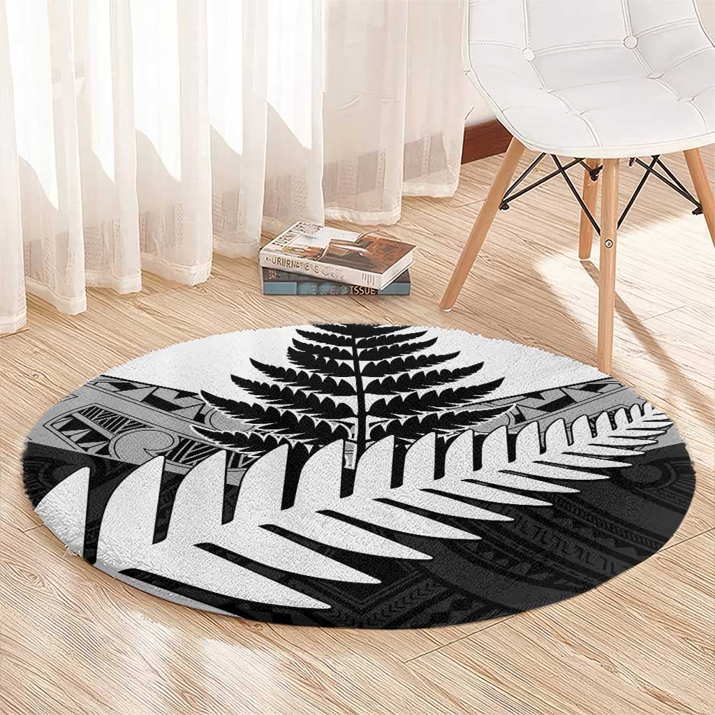 New Zealand Silver Fern Round Carpet Maori Koru Mixed Taniko Pattern LT9 - Polynesian Pride
