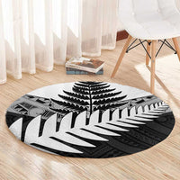 New Zealand Silver Fern Round Carpet Maori Koru Mixed Taniko Pattern LT9 - Polynesian Pride