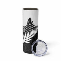 New Zealand Silver Fern Skinny Tumbler Maori Koru Mixed Taniko Pattern LT9 - Polynesian Pride