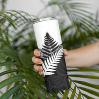New Zealand Silver Fern Skinny Tumbler Maori Koru Mixed Taniko Pattern LT9 - Polynesian Pride