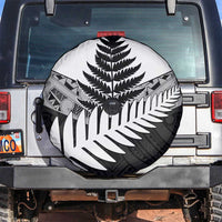 New Zealand Silver Fern Spare Tire Cover Maori Koru Mixed Taniko Pattern LT9 White - Polynesian Pride