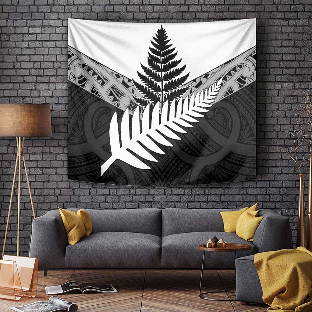 New Zealand Silver Fern Tapestry Maori Koru Mixed Taniko Pattern LT9 White - Polynesian Pride