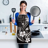 Samoa Siapo Tribal Pattern Apron Black Polynesian Plumeria Tapa Motif