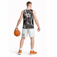 Samoa Siapo Tribal Pattern Basketball Jersey Black Polynesian Plumeria Tapa Motif