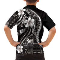 Samoa Siapo Tribal Pattern Family Matching Mermaid Dress and Hawaiian Shirt Black Polynesian Plumeria Tapa Motif LT9 - Polynesian Pride