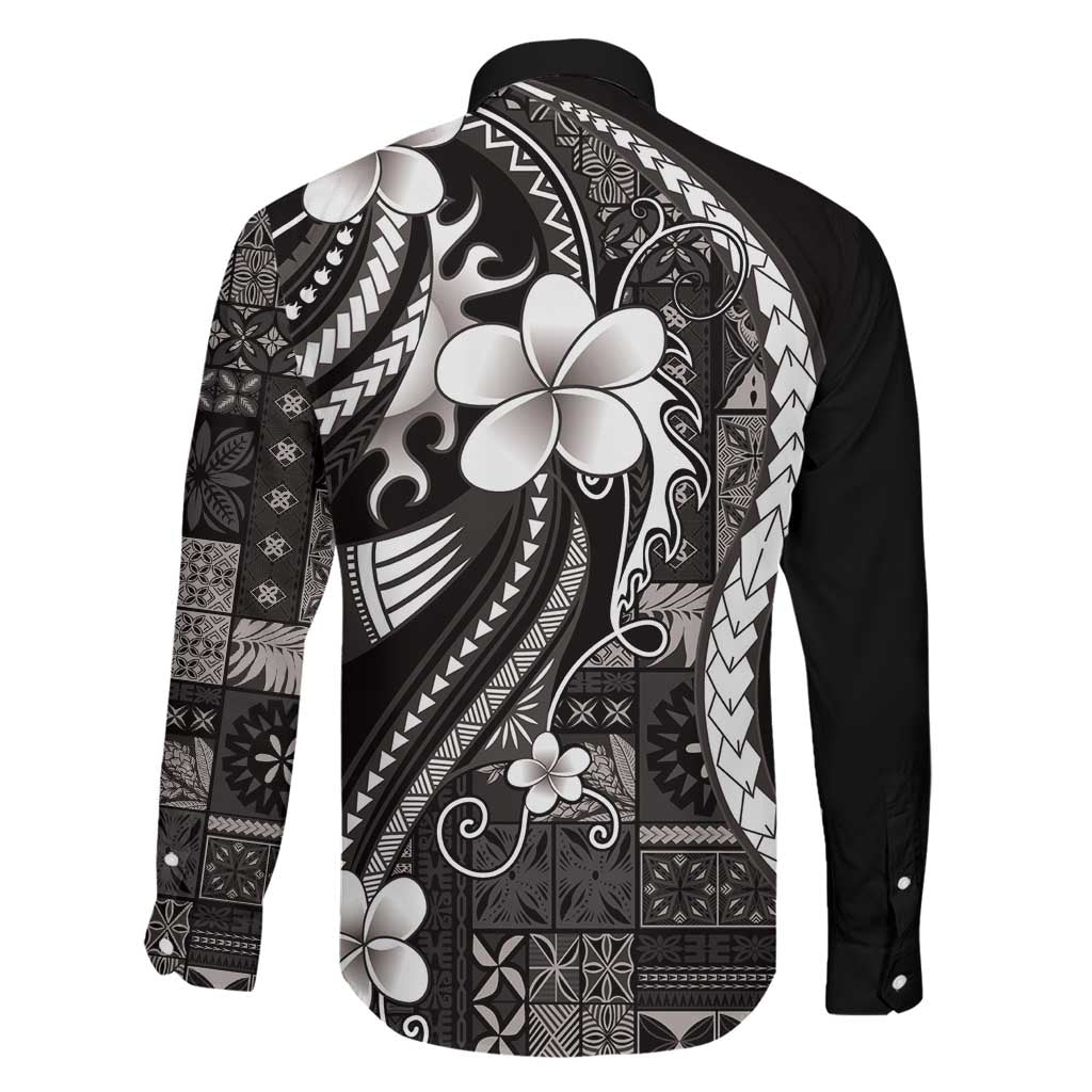 Samoa Siapo Tribal Pattern Family Matching Mermaid Dress and Hawaiian Shirt Black Polynesian Plumeria Tapa Motif LT9 - Polynesian Pride