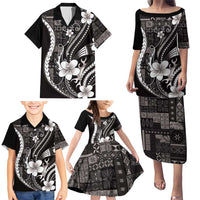 Samoa Siapo Tribal Pattern Family Matching Puletasi and Hawaiian Shirt Black Polynesian Plumeria Tapa Motif LT9 - Polynesian Pride