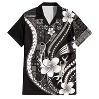 Samoa Siapo Tribal Pattern Family Matching Summer Maxi Dress and Hawaiian Shirt Black Polynesian Plumeria Tapa Motif LT9 Dad's Shirt - Short Sleeve Black - Polynesian Pride