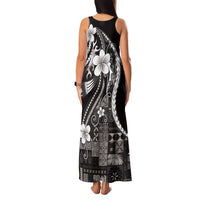 Samoa Siapo Tribal Pattern Family Matching Tank Maxi Dress and Hawaiian Shirt Black Polynesian Plumeria Tapa Motif LT9 - Polynesian Pride