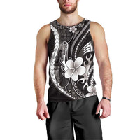 Samoa Siapo Tribal Pattern Men Tank Top Black Polynesian Plumeria Tapa Motif