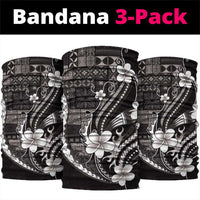 Samoa Siapo Tribal Pattern Neck Gaiter Black Polynesian Plumeria Tapa Motif