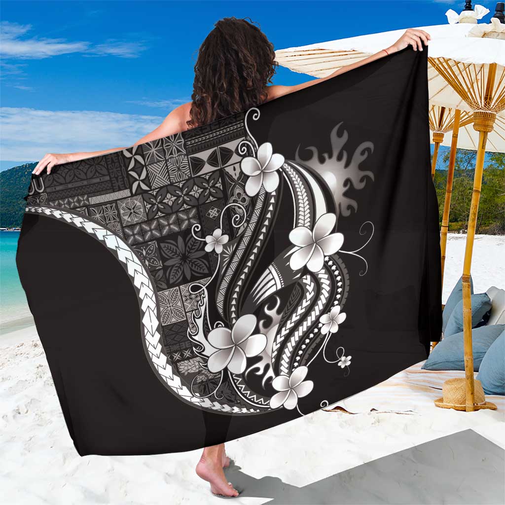 Samoa Siapo Tribal Pattern Sarong Black Polynesian Plumeria Tapa Motif