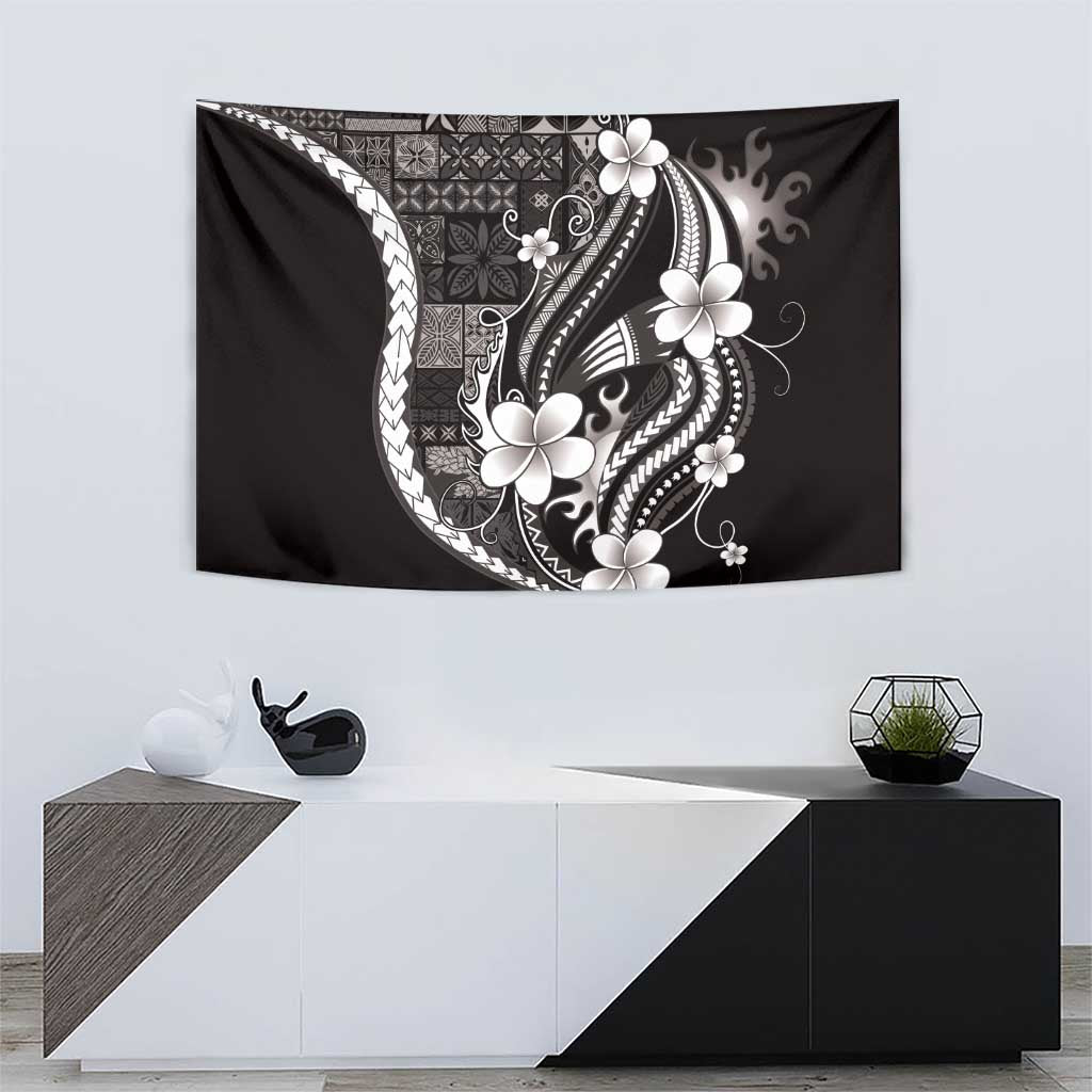 Samoa Siapo Tribal Pattern Tapestry Black Polynesian Plumeria Tapa Motif