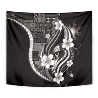 Samoa Siapo Tribal Pattern Tapestry Black Polynesian Plumeria Tapa Motif