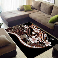 Samoa Siapo Tribal Pattern Area Rug Brown Polynesian Plumeria Tapa Motif