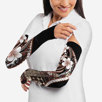 Samoa Siapo Tribal Pattern Arm Sleeves Brown Polynesian Plumeria Tapa Motif