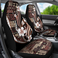 Samoa Siapo Tribal Pattern Car Seat Cover Brown Polynesian Plumeria Tapa Motif