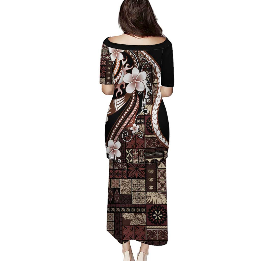 Samoa Siapo Tribal Pattern Family Matching Puletasi and Hawaiian Shirt Brown Polynesian Plumeria Tapa Motif LT9 - Polynesian Pride