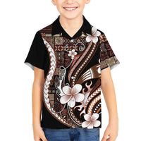 Samoa Siapo Tribal Pattern Family Matching Tank Maxi Dress and Hawaiian Shirt Brown Polynesian Plumeria Tapa Motif LT9 Son's Shirt Brown - Polynesian Pride