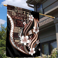 Samoa Siapo Tribal Pattern Garden Flag Brown Polynesian Plumeria Tapa Motif