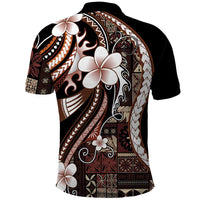Samoa Siapo Tribal Pattern Polo Shirt Brown Polynesian Plumeria Tapa Motif