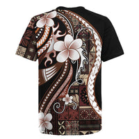Samoa Siapo Tribal Pattern Rugby Jersey Brown Polynesian Plumeria Tapa Motif