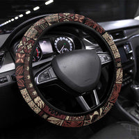 Samoa Siapo Tribal Pattern Steering Wheel Cover Brown Polynesian Plumeria Tapa Motif LT9 Universal Fit Brown - Polynesian Pride