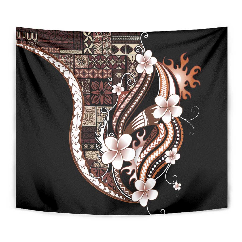 Samoa Siapo Tribal Pattern Tapestry Brown Polynesian Plumeria Tapa Motif