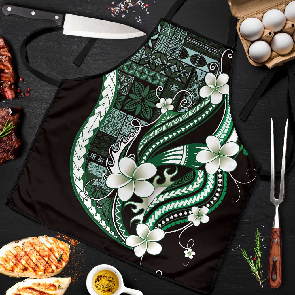 Samoa Siapo Tribal Pattern Apron Forest Green Polynesian Plumeria Tapa Motif LT9 Green - Polynesian Pride