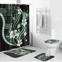 Samoa Siapo Tribal Pattern Bathroom Set Forest Green Polynesian Plumeria Tapa Motif