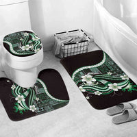 Samoa Siapo Tribal Pattern Bathroom Set Forest Green Polynesian Plumeria Tapa Motif